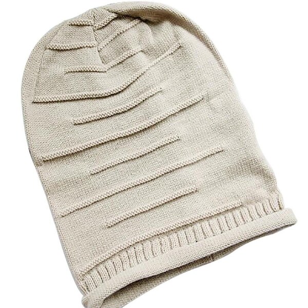 Unisex Crochet Knitted Slouch Oversize Warm Baggy Beanie Hat Women Men Cap Beret Cream