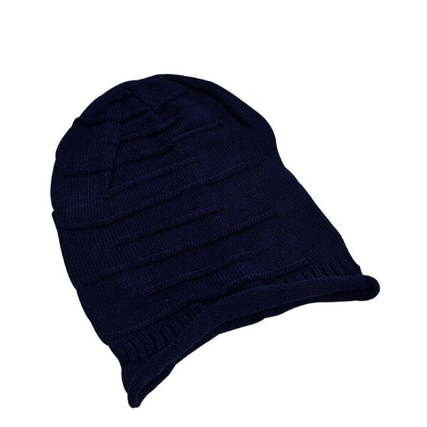 Unisex Crochet Knitted Slouch Oversize Warm Baggy Beanie Hat Women Men Cap Beret Navy