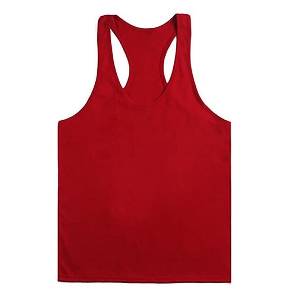 Mens T Gym Vest Tank Y Bodybuilding Top Racer Back Cotton Man Men Singlet - Red M