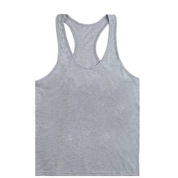 Mens T Gym Vest Tank Y Bodybuilding Top Racer Back Cotton Man Men Singlet - Grey M