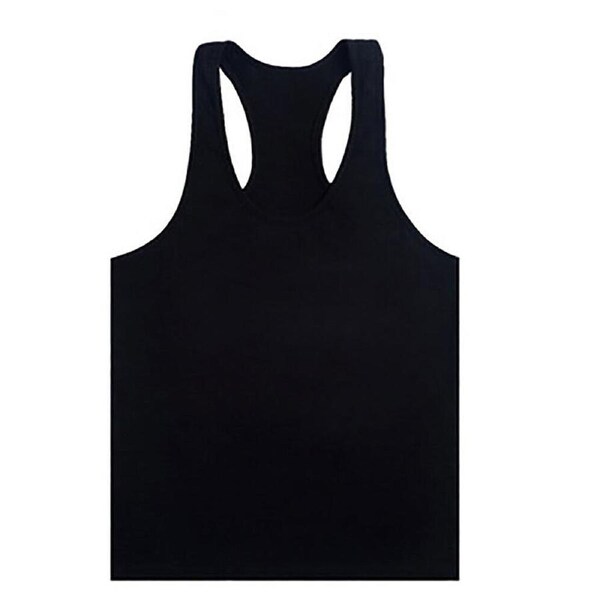 Mens T Gym Vest Tank Y Bodybuilding Top Racer Back Cotton Man Men Singlet - Black M