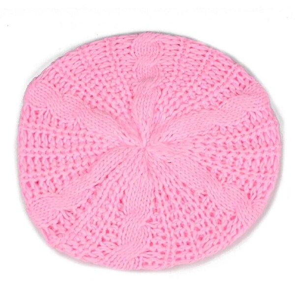 Women Knitted Crochet Cap Girl Beanie Hat Winter Warm Slouch Baggy Lady Beret Pink