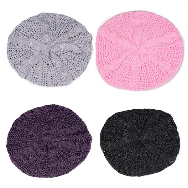 Women Knitted Crochet Cap Girl Beanie Hat Winter Warm Slouch Baggy Lady Beret Grey
