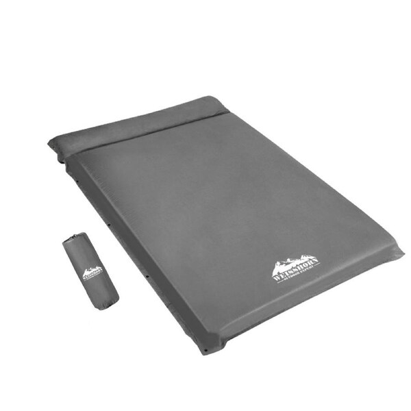 Weisshorn Self Inflating Mattress Camping Sleeping Mat Air Bed Pad Single Double Model 2 - Grey