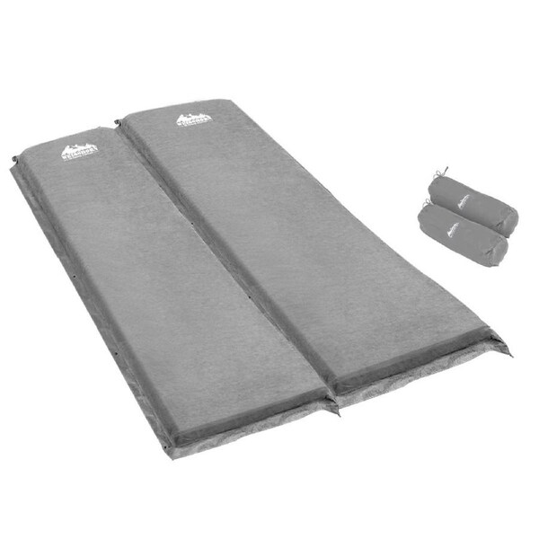 Weisshorn Self Inflating Mattress Camping Sleeping Mat Air Bed Pad Single Double Model 1 - Grey (2PCS)