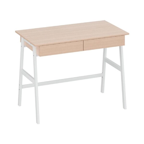 Artiss Computer Desk Office Study Desks Laptop Table Corner Student Desk Metal Oak White - Borg