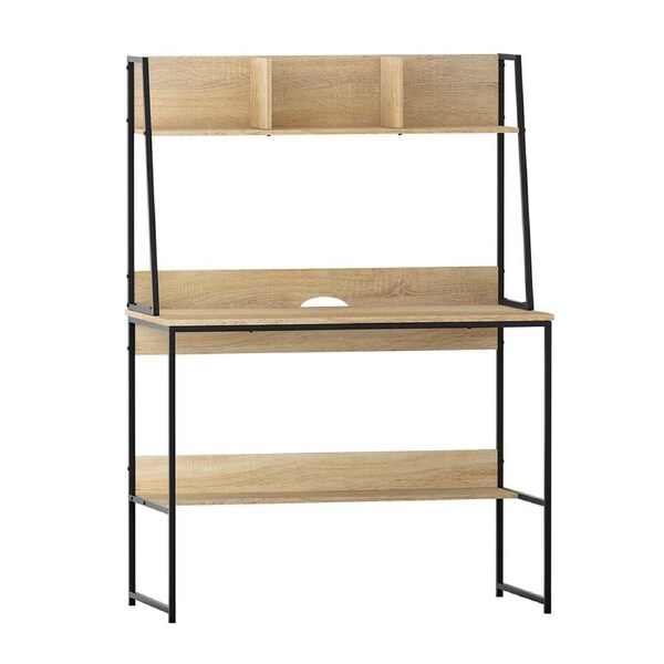 Artiss Computer Desk Office Study Desks Laptop Table Corner Student Desk Metal Oak - Hugo