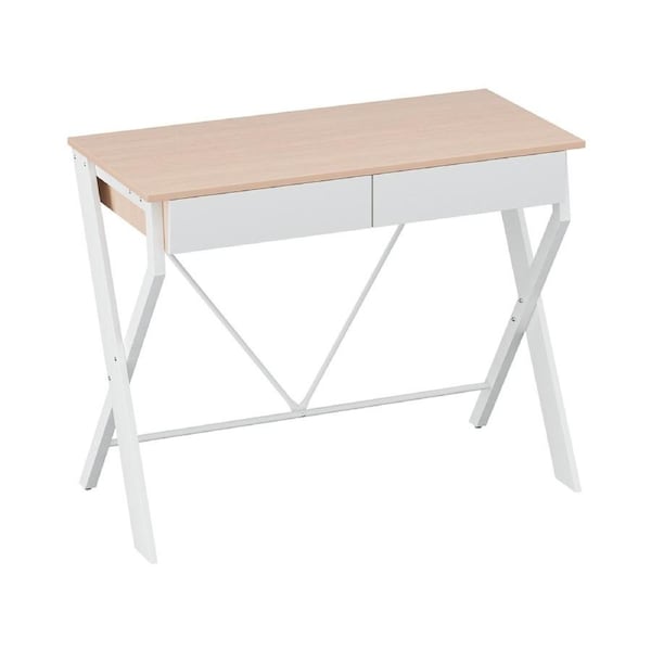 Artiss Computer Desk Office Study Desks Laptop Table Corner Student Desk Metal Oak White -Xaxa