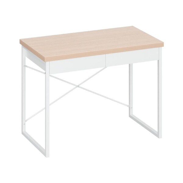 Artiss Computer Desk Office Study Desks Laptop Table Corner Student Desk Metal Oak White - Karl