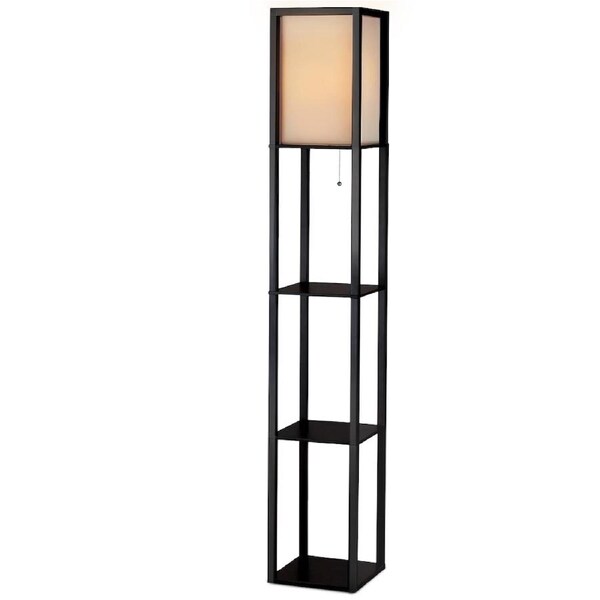 Artiss Floor Lamp Shelf Tripod Modern LED Storage Shelves Stand Reading Light Black with shade B