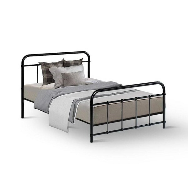 Artiss Metal Bed Frame Queen Double King Single Size Base Platform Bedroom Bed LEO - Single - Black