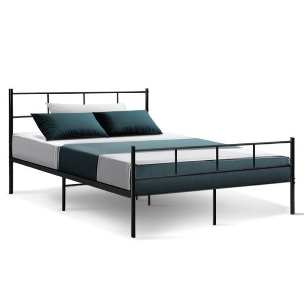 Artiss Metal Bed Frame Queen Double King Single Size Base Platform Bedroom Bed SOL - Double - Black