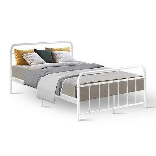 Artiss Metal Bed Frame Queen Double King Single Size Base Platform Bedroom Bed LEO - Double - White