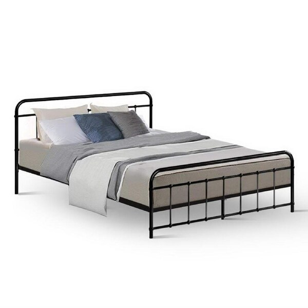Artiss Metal Bed Frame Queen Double King Single Size Base Platform Bedroom Bed LEO - Queen - Black
