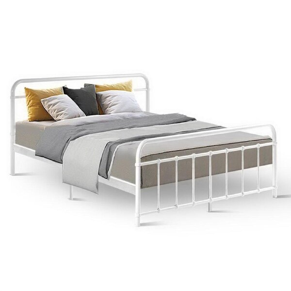 Artiss Metal Bed Frame Queen Double King Single Size Base Platform Bedroom Bed LEO - Queen - White
