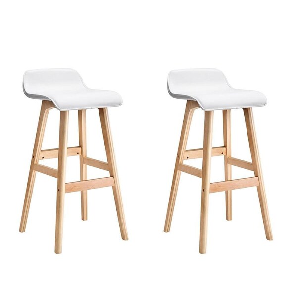 Artiss Bar Stools Wooden Kitchen Stool Chairs Swivel Barstools Sliva / White