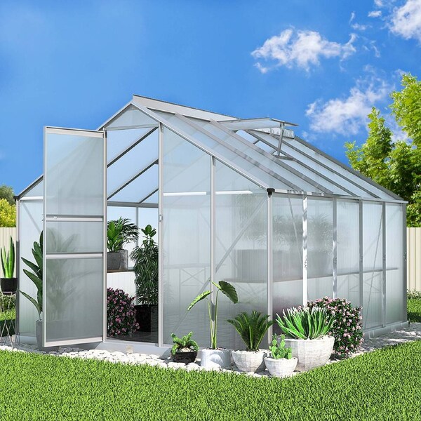 1X Green Fingers Greenhouse Aluminium Green House Polycarbonate Storage Garden Shed 3MX2.5MX1.9M