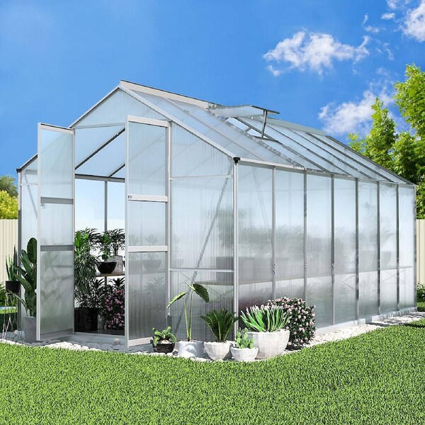 1X Green Fingers Greenhouse Aluminium Green House Polycarbonate Storage Garden Shed 4.1MX2.5MX2.3M