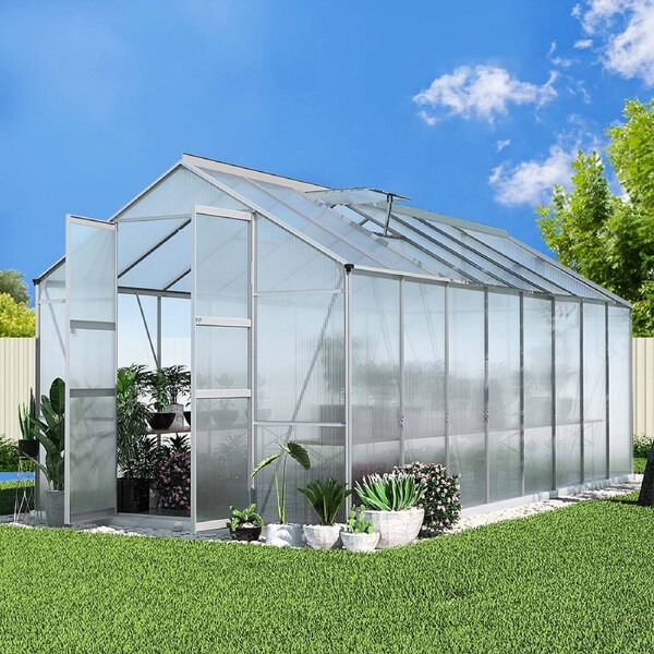 1X Green Fingers Greenhouse Aluminium Green House Polycarbonate Storage Garden Shed 4.7MX2.5MX2.3M