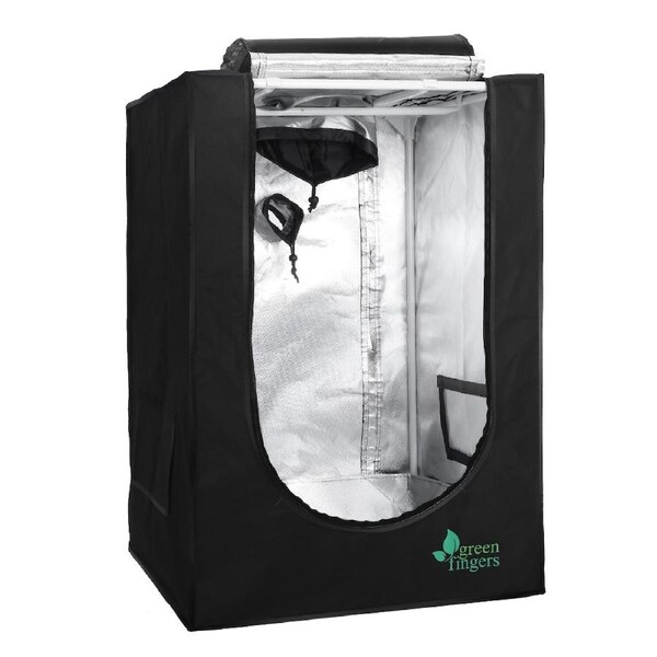 15 Sizes Green Fingers Grow Tent Kits Hydroponic 600D Oxford Indoor Room Mylar 60x60x90cm-All Black