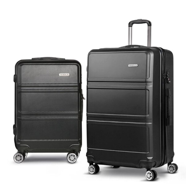Wanderlite Luggage Set Suitcase Sets 1/2/3pc Carry On TSA Hard Case Lightweight 20+28 Black