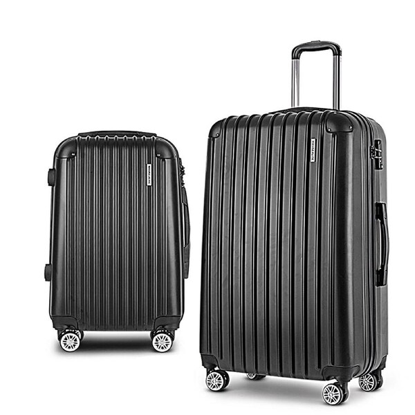 Wanderlite Luggage Set Suitcase Sets 1/2/3pc Carry On TSA Hard Case Lightweight 20in+28in Black