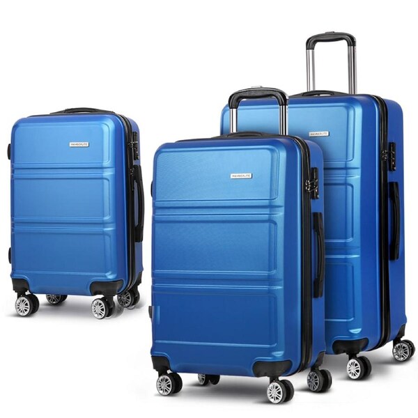 Wanderlite Luggage Set Suitcase Sets 1/2/3pc Carry On TSA Hard Case Lightweight 20+24+28 Blue