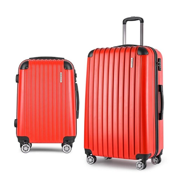 Wanderlite Luggage Set Suitcase Sets 1/2/3pc Carry On TSA Hard Case Lightweight 2SET Red
