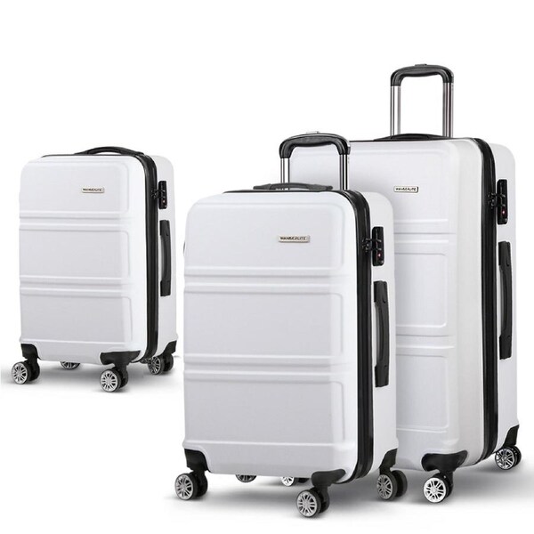 Wanderlite Luggage Set Suitcase Sets 1/2/3pc Carry On TSA Hard Case Lightweight 20+24+28 White