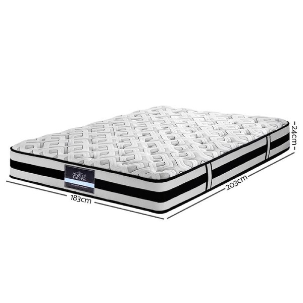 Giselle Mattress Queen Double King Single Pocket Spring Euro Tight Pillow Top 24cm Rumba - King