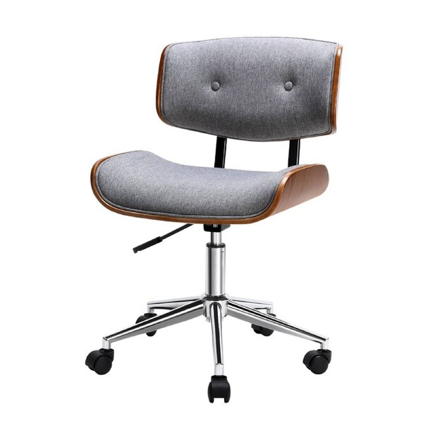 Artiss Office Chair Computer Chairs Leather Fabric Seating Home Work Study White Grey - Model 4