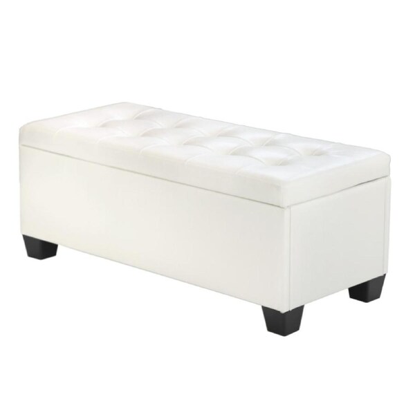 Artiss Storage Ottoman Blanket Box PU Leather Fabric Chest Toy Foot Stool LARGE White PU Leather