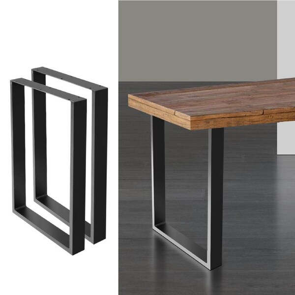 Artiss Coffee Dining Table Legs Bench Steel Metal Box Trapezoid Industrial Black H71cm x L50cm