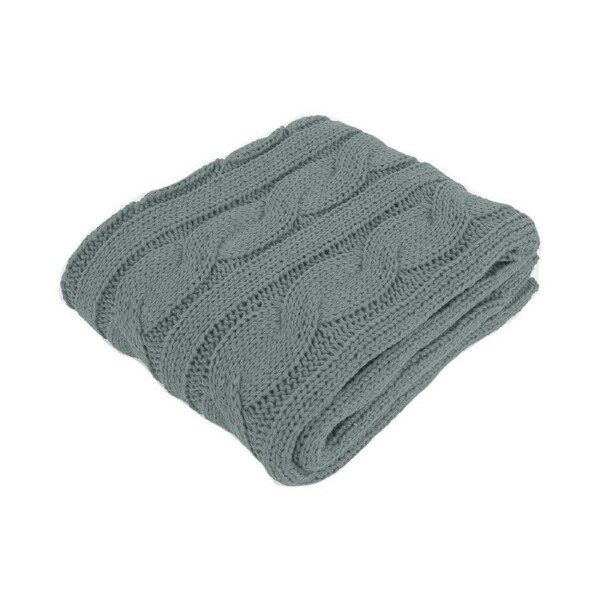 Hudson Grey Knitted Throw Rug 127 x 152cm Soft Textured Polyester Blanket