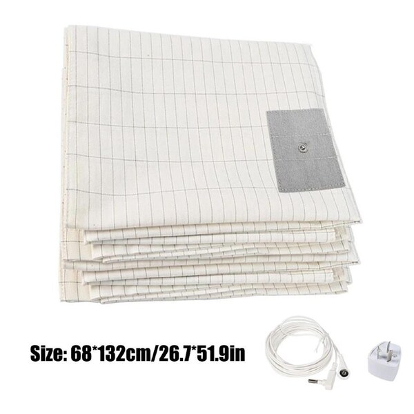 OZNALA 68*132cm Bed Earthing Sheet Grounding Mat Queen King Bed Fitted & Flat AU Plug King Queen White