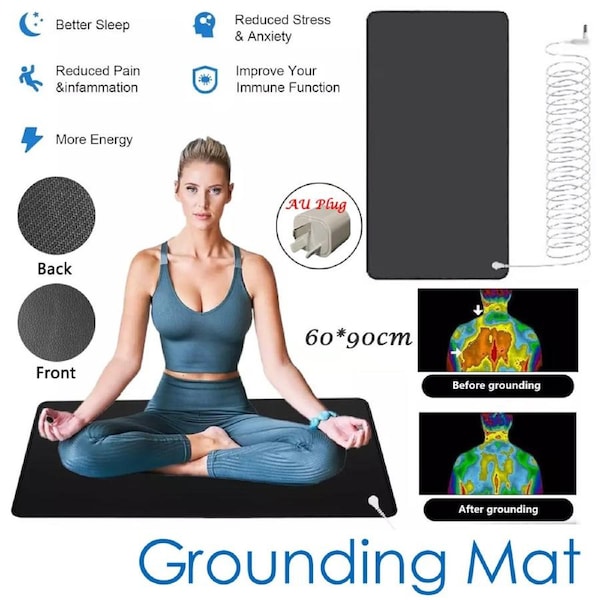 OZNALA Earthing Mat Kit Grounding Mat EMF Shielding Therapy With AU Plug Cord Universal For Better Sleep Wellness Yoga And Meditation (60*90cm)