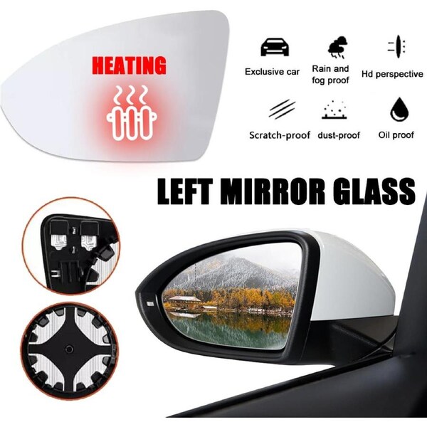 OZNALA Left Side mirror glass for VW GOLF MK7 MK7.5 2013-2018 Heated Convex with Base