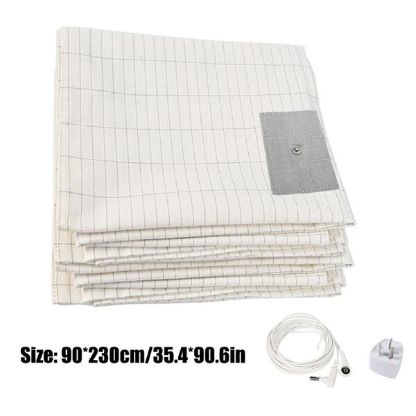 OZNALA 90*230cm Bed Earthing Sheet Grounding Mat Queen King Bed Flat AU Plug King Queen White