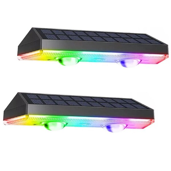 OZNALA 2pcs Super Bright Solar Powered Door Fence Wall Lights Step Path Decking LED Outdoor Garden Patio Lamp