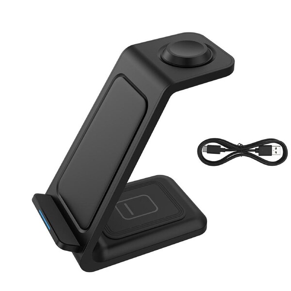 OZNALA Black 3 in 1 Wireless Charger Dock Charging Station For Apple Watch iPhone 16 15 14 13
