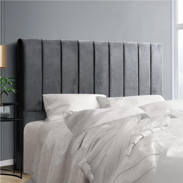 3 Models Artiss Bed Head Headboard Double/Queen/King/KS Size Fabric - Charcoal/Grey Vela-Queen-Grey Fabric