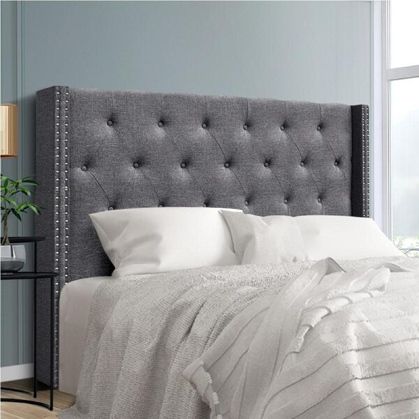 3 Models Artiss Bed Head Headboard Double/Queen/King/KS Size Fabric - Charcoal/Grey Luca-Queen-Grey Fabric