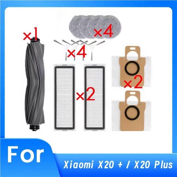 JOYBUY 13PCS for X20+ X20 Plus Vacuum Cleaner Replacement Parts Brush Filter Dust Bag Mop Cloth and Main Brush Cover Kit