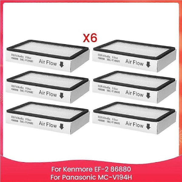 JOYBUY 6PCS HEPA Filters for EF-2 86880 Exhaust Vacuum Compare to Replace Part 20-86880 (86880), 40320, EF2, 610445
