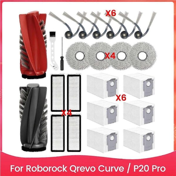 JOYBUY For Qrevo Curve / P20 Pro Vacuum Cleaner Main Side Brushes HEPA Filters Mop Cloth Dust Bags Replacement Parts
