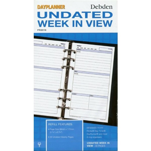 Debden DayPlanner Undated Refill Personal Week to View PR2016