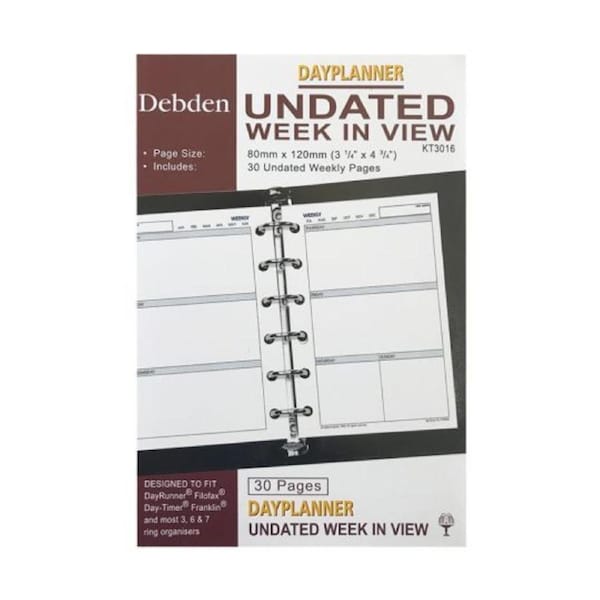 Debden DayPlanner Pocket Refill Undated Week in View KT3016