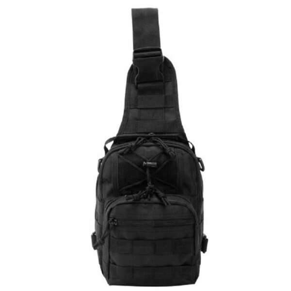 Large Capacity Men's Chest Bag Oxford Waterproof Chest Bag with Adjustable Shoulder Strap Black Free Size W