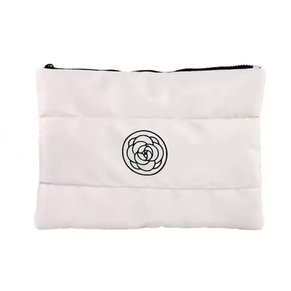 Portable Cotton Makeup Bag With Floral Large Capacity Square Style For Travel