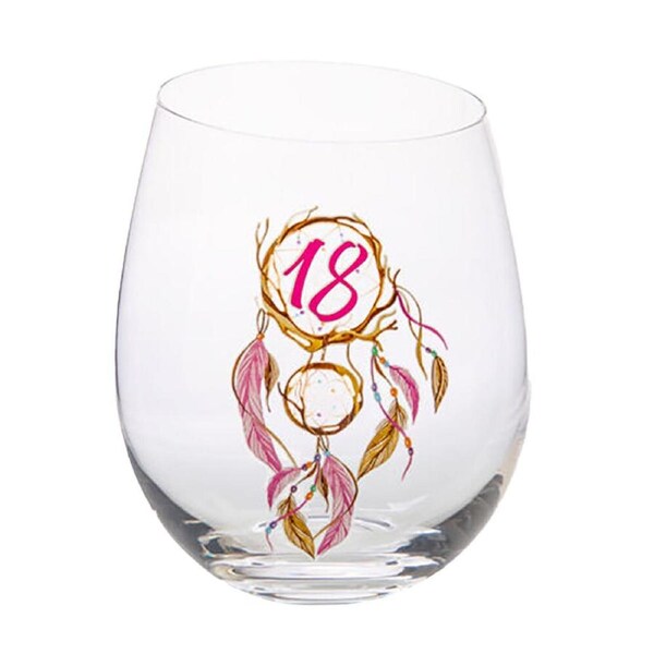 Tallulah Bevel Stemless Wine Glass Drinkware Dreamcatcher 18th Birthday